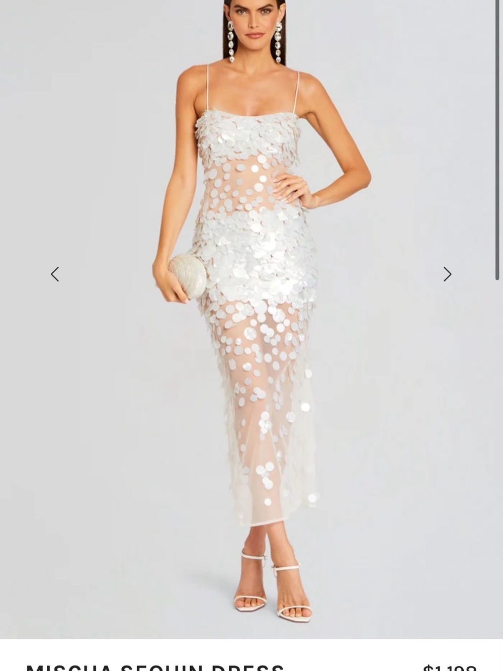 Retrofete White Sequin Midi Dress